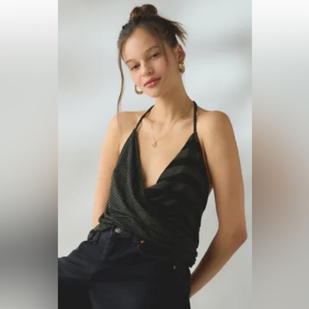 Urban Outfitters Charlie Draped Jersey Knit Surplice Halter